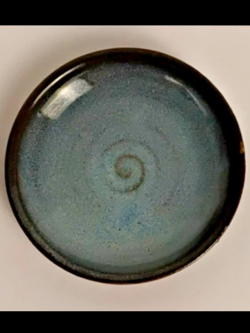 Studio Pottery Blue Green Trinket Dish Signed BP Handmade